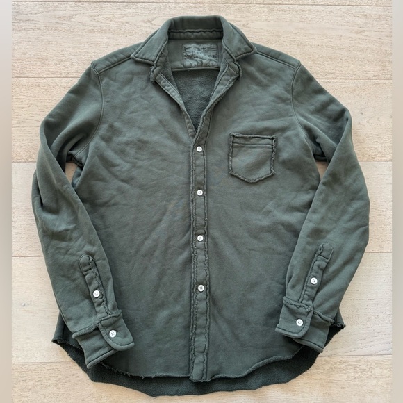 Frank & Eileen Triple Fleece Terry Sweatshirt Button up Eileen Sz S Thyme - Picture 5 of 8